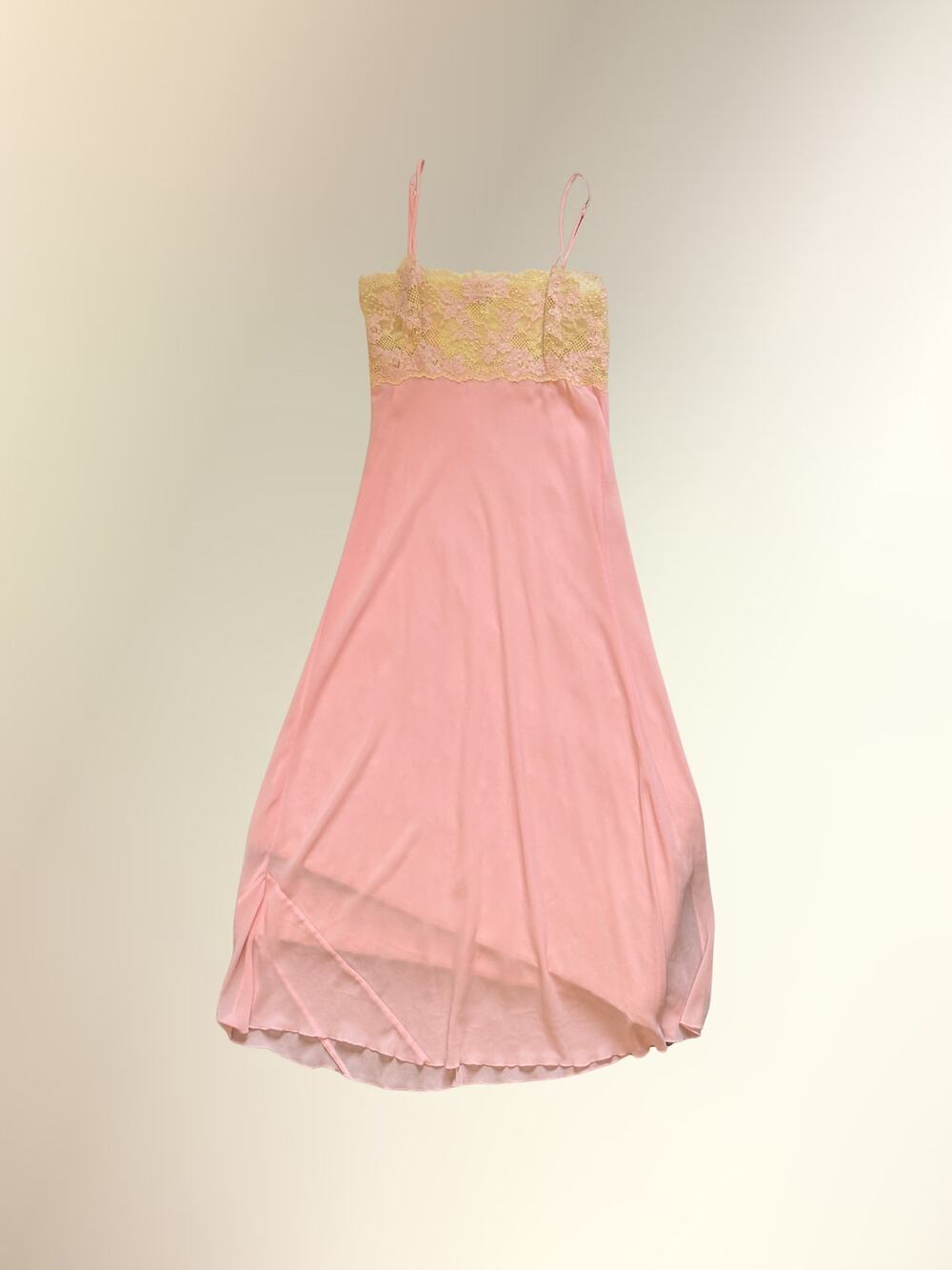 Victoria's Secret Pink Cream Lace Trim Slip Dress Nightgown Chemise Women's S
